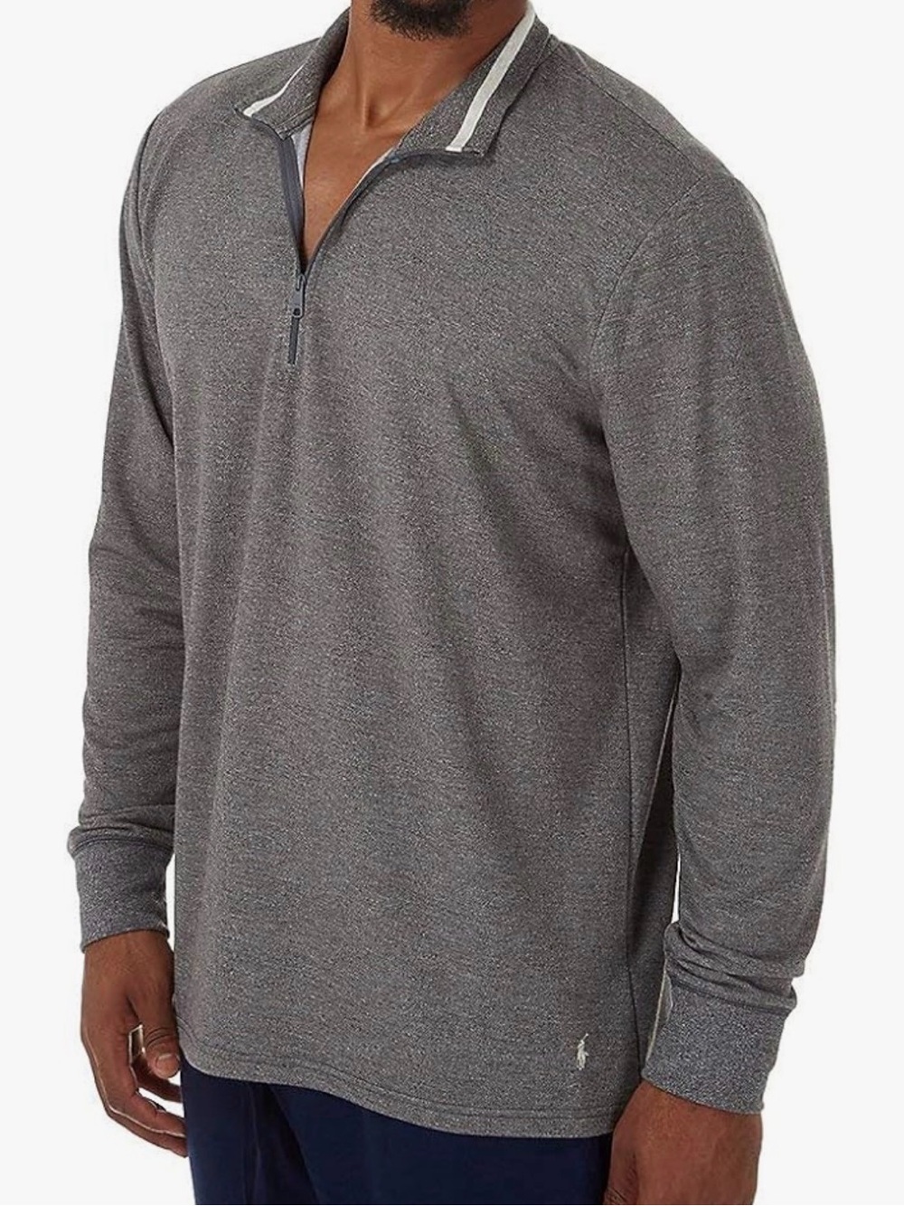 POLO RALPH LAUREN Men's Polyester Rayon 1/4 Zip Pullover Heather Gray- XL